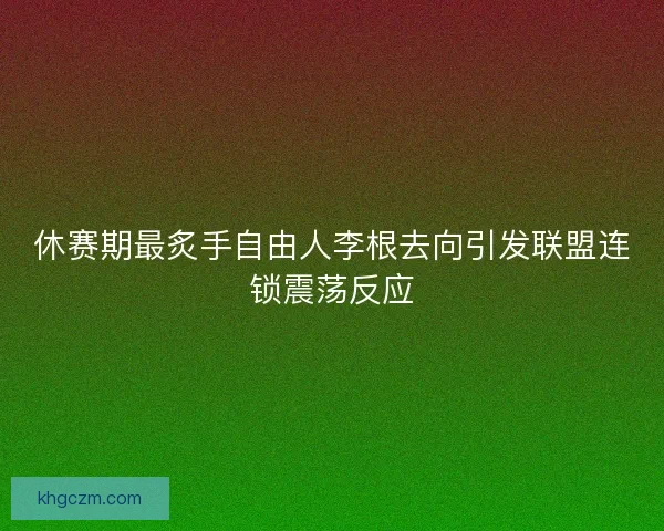 休赛期最炙手自由人李根去向引发联盟连锁震荡反应