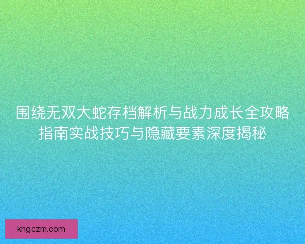 围绕无双大蛇存档解析与战力成长全攻略指南实战技巧与隐藏要素深度揭秘